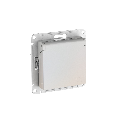 ATLASDESIGN РОЗЕТКА с заземл. со шторк. с крышкой, 16А, IP20,мех., быстрозажимные клеммы, ЖЕМЧУГ