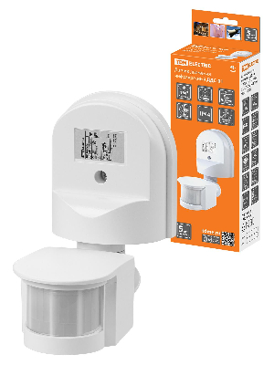 Датчик движения настенный ДДС-01 1100Вт, 5-480с, 2-12м, 5+Лк, 180гр, IP44,