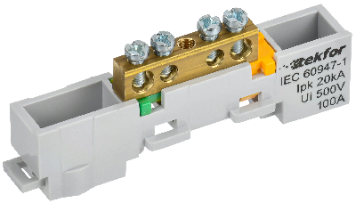 TEKFOR Шина PE земля неизолированная на универсальном держателе 6х9-4-Ж IEK