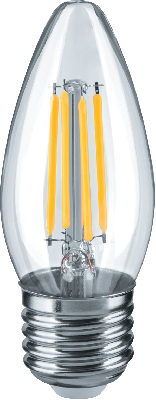Лампа светодиодная LED 4вт Е27 теплый свеча FILAMENT