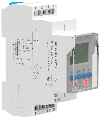 Реле фаз ORF-SN 3ф. 2 конт. 70-400В AC с контр. нейтр. ONI