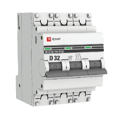 Выключатель автоматический трехполюсный 32А D ВА47-63 4.5кА PROxima