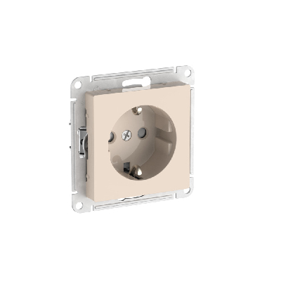 ATLASDESIGN РОЗЕТКА с заземлением со шторками, 16А, быстрозажимные клеммы, БЕЖЕВЫЙ