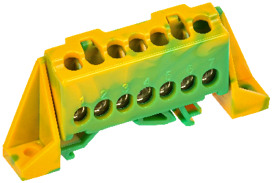 TEKFOR Шина PE земля в комбинированном DIN-изоляторе Стойка 6х9-7-ЖЗ IEK