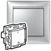 Выключатель 1-клавишный проходной 3-полюсный 10А 400Вбезвинтовое крепление алюминий VALENA