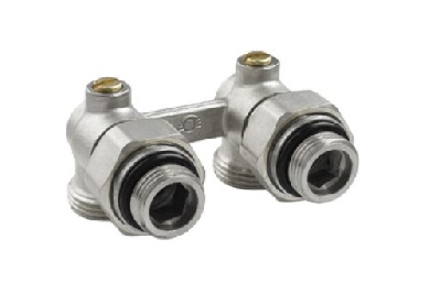 Узел угловой для нижнего подключения радиаторв 3/4' (c комплектом адаптеров 1/2')