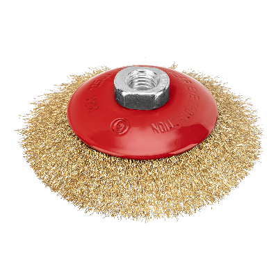 Щетка для УШМ, 115 мм, М14, тарелка,латунированная витая проволока