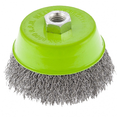 Щетка для УШМ, 100 мм, М14, чашка, витая проволока 0,3 мм