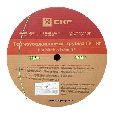 Трубка термоусаживаемая ТУТ нг 6/3 жел-зел рулон EKF PROxima