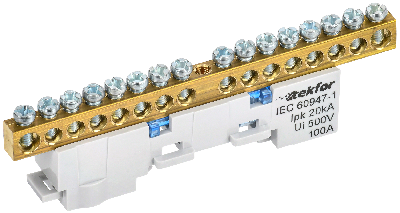 TEKFOR Шина N ноль неизолированная на универсальном держателе 6х9-16-С IEK