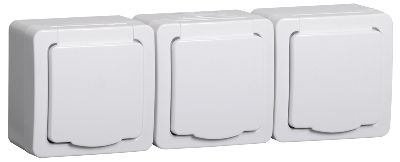 Гермес PLUS Розетка тройная с заземлением наружная белая IP54