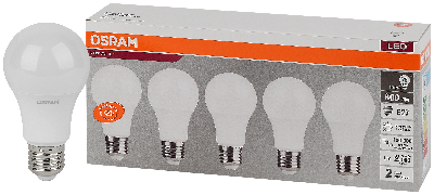 Лампа светодиодная LED 10 Вт E27 4000К 800Лм груша 220 В (замена 75Вт) OSRAM упаковка 5 шт