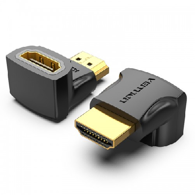 Адаптер переходник HDMI v2.0 19M на 19F, угол 90, контакты позолоченные