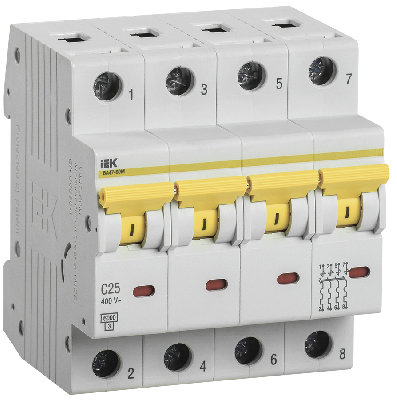 Выключатель автоматический ВА47-60M 4Р 25А 6кА С