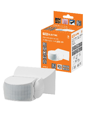 Датчик движения настенный ДДС-05 1200Вт, 10-420с, 12м , 3+лк, 180гр, IP65,