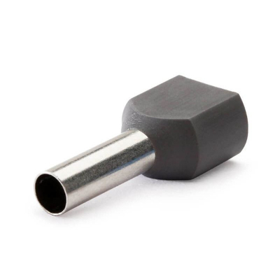 Наконечник-гильза двойная с изолир.фланцем 0,75 кв.мм серый (НШВИ2)