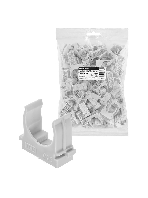 Крепеж-клипса для трубы 25 мм для прямого монтажа 100 шт. серая TDM