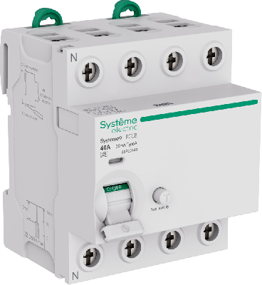 Выключатель дифференциального тока (ВДТ) 40A 4P 30мА Тип-A 400В Systeme9