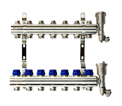 Коллекторная группа FHF-7R set 7 контуров 1' х 3/4' c воздухоотводчиками и кронштейнами