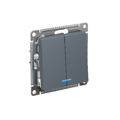 ATLASDESIGN 2-клавишный ВЫКЛЮЧАТЕЛЬ с подсветкой ,сх.5а, 10АХ, быстрозажимные клеммы, ГРИФЕЛЬ