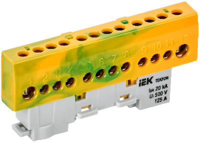 TEKFOR Шина PE земля изолированная на универсальном держателе 8х12-12-ЖЗ IEK