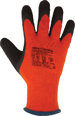Перчатки утепленные из акрила со вспененным латексным покрытием, цвет красный/черный, ArmProtect 6300W р.10