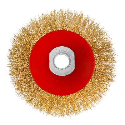 Щетка для УШМ, 100 мм, М14, тарелка,латунированная витая проволока
