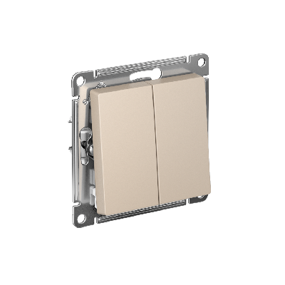 ATLASDESIGN 2-клавишный ВЫКЛЮЧАТЕЛЬ, сх.5, 10АХ, быстрозажимные клеммы, ПЕСОЧНЫЙ