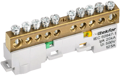 TEKFOR Шина PE земля неизолированная на универсальном держателе 8х12-10-Ж IEK