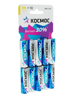 Элемент питания LR6 AA, Alkaline 1.5В, 10шт/уп Космос