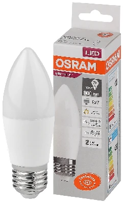 Лампа светодиодная LED 10 Вт E27 3000К 800Лм свеча 220 В (замена 75Вт) OSRAM