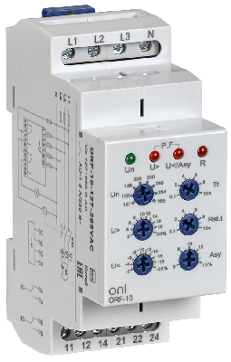 Реле фаз ORF-10 3ф. 2 конт. 127-265В AC с контр. нейтр.