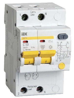 Выключатель автоматический дифференциальный (АВДТ) 2п 50А 100мА АД-12 С(Электронный)