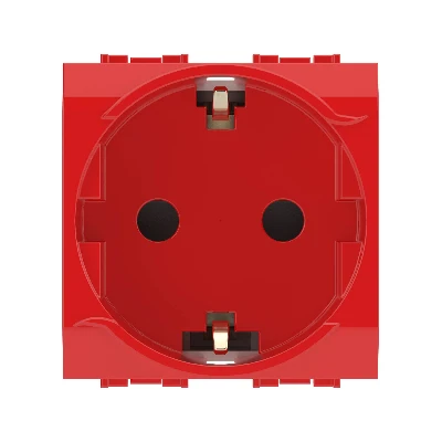 BRAVA Розетка 2 модуля с заземлением со шторками  красная (10 шт)