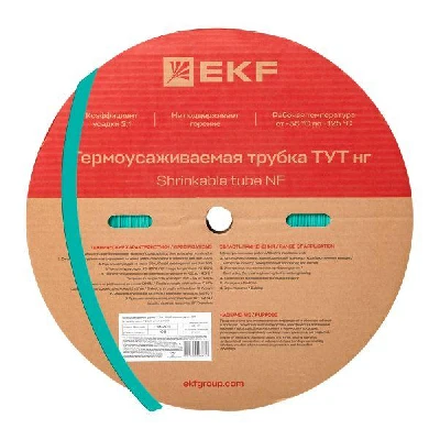 Трубка термоусаживаемая ТУТ нг 20/10 зелёная рулон EKF PROxima